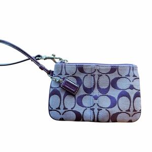 Purple Coach Wristlet with Signature Pattern